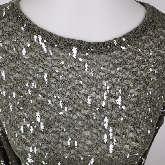 Generation Love Green Long Sleeve Crew Neck Semi Sheer Paint Splatter Top XS/S - Picture 2 of 9